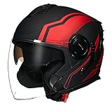 Offener Motorradhelm Sturzhelm Mit Doppelvisier 3/4-Helm Für Erwachsene Männer Und Frauen Jethelm Für Den Stadtverkehr Roller- Und Mopedhelm F,L(58-59CM)