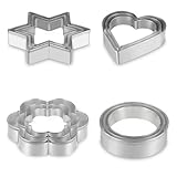 AUAUY Plätzchen Ausstecher Set, 12-teiliges Ausstechformen, Backset, Herz, Blume, Rund, Sternform, Kekse, Edelstahl, DIY Metallformen für Küche, Backen, Geburtstag, Weihnachten, Valentinstag