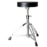 Fame Drumhocker D4001, doppelstrebig, stufenlos höhenverstellbar von 45 cm – 59 cm, breite Gummifüße, gepolsterte Sitzfläche, verchromt, für Erwachsene und Kinder