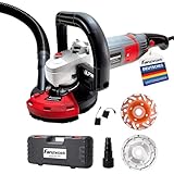 FANZWORK Betonschleifer Betonfräse Sanierungsfräse Set mit Diamantschleiftopf und Absaughaube, mit Drehzahlregelung (1500W/125mm+)