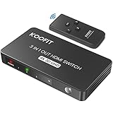 HDMI Switch Automatisch, HDMI Switch 4k Splitter 3 in 1 Out, Umschalter mit Fernbedienung, Verteiler Unterstützt UHD 4K 3D HDR HDCP1.4 für TV Stick Xbox PS4 Blu-Ray DVD