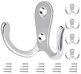 Bolatus 5 Stück Kleiderhaken Silber Garderobenhaken Vintage Doppelhaken Wandhaken Metall Retro Haken zum Schrauben für Küche Badezimmer Wand