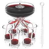 ALEVMOOM 6 Schnapsglasspender und -halter, Weinspender, Flüssigkeits-Trenner, Halter für Getränke, Cocktail, Bierspender, geeignet für Bars, Partys, Trinkwerkzeuge mit Bürste (transparent)