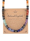 GEHECRST 7 Chakra Heilsteine Kette Edelstein Halskette Kristall Halskette Amulett Kette Glücksbringer Schmuck für Damen Herren