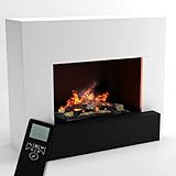 GLOW FIRE Wasserdampf Kamin HAUPTMANN (Standkamin) - Elektrokamin mit realistischen LED 3D-Flammen, Knistereffekt & Fernbedienung, 110x90x45 cm - Opti-Myst 600 Elektro Kamin mit Holz-Deko, Weiß