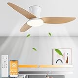 ANKBOY Deckenventilator mit Beleuchtung und Fernbedienung APP-Kontrolle Leise 30W LED Deckenleuchte Dimmbare Lampe 3 Farbtemperatur Ventilator Deckenlampe 100CM 3 Flügel 6 Geschwindigkeiten Timer