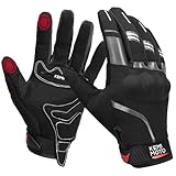 KEMIMOTO Motorrad Handschuhe, Motorradhandschuhe Herren mit Touchscreen, Knöchelschutz, Sommer Handschuhe für Mountainbike, Fahrrad, Motorcross, Roller, Wandern, Klettern Schwarz M