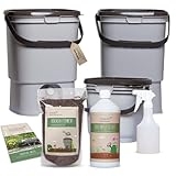 Bokashi Eimer Starterset Premium inkl. EM aktiv + Bokashi Ferment + 5 Liter Biomülleimer + Sprühflasche - Komposteimer wandelt Küchenabfälle in Dünger um.