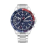 Tommy Hilfiger Multi Zifferblatt Quarz Uhr für Herren mit Silbernes Edelstahlarmband - 1791718