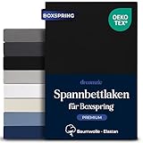 Dreamzie Boxspring Spannbettlaken 180x200cm - Baumwolle Elastan Premium Komfort 250 GSM - 40 cm, Boxspringbett oder Dicke Matratzen - Oeko-Tex - Schwarz