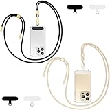 Qyoocom Handykette Universal für alle Smartphones,2 Stück Schlüsselband Kette zum Umhängen mit 4 Universelles Pad,Einstellbar und Abnehmbar. (Schwarz+Gold)