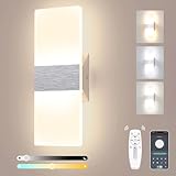 Sytmhoe Wandleuchte Dimmbar App-Steuerung Schlafzimmer Wohnzimmer 12W 960LM Acryl Wandlampe Mit Fernbedienung, AC 85-265V Wandleuchten Innen Treppen Eckwandlampe Wohnung Gang Led Wandlicht Silber