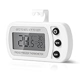 AiQlnu Kühlschrank Thermometer, Magnetische Digitale Gefrierschrank Thermometer, Küchenthermometer mit Haken LCD Display Lesen Max Min Funktion, für Zuhause, Restaurants, Bars, Cafés (Weiß)