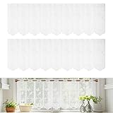 2er Scheibengardine, Bistrogardine Halbtransparent Weiß, Scheibengardinen Modern, Vorhänge, Halbtransparent Besticke Scheibengardine, Kurzstores Blume für Fenster Küche Wohnzimmer BxL 45 * 144cm