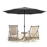 Tubiaz Sonnenschirm 350cm Groß Gartenschirm Wasserabweisende Ampelschirm ohne Ständer,UV-Schutz 30+ Parasol mit Handkurbel Marktschirm für Balkon Garten Terrasse,Anthrazit
