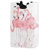 visesunny Pink Flamingo Splash Großer Wäschekorb mit Griff, faltbar, langlebig, Wäschesack, Spielzeugkorb für Badezimmer, Schlafzimmer, Wohnheim, Reisen
