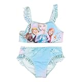 United Labels Disney Die Eiskönigin Bikini für Mädchen mit Rüschen, ELSA und Freunde Frozen, Blau, 110-116, Zweiteiliger Badeanzug, Bademode Kinder
