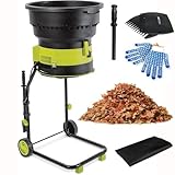 Gartenhäcksler 2500W mit Überlastschutz, wartungsarm, 54cm Trichter, Auffangsack und Futterhilfe, tragbar mit Rollen