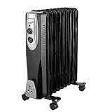 Gutfels HR 32009 sw Öl-Radiator | 3 Heizstufen | 9 Rippen | 2000 Watt Leistung | Schwarz, 5050075