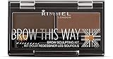 Rimmel London Brow This Way Augenbrauenpuder-Modellierset, gepflegtes Finish und ultimative Präzision mit Duo Compact Formula, Dunkelbraun, Pulver 0,04 oz, Wachs 0,03 oz