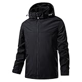 Mrat Wasserdichte Herren-Regenjacke, winddicht, zum Wandern, Laufen, Radfahren, leicht, langlebig, mit Kapuze, atmungsaktiv, schnell trocknend, Jacken, Golf, Angeln, Berg, Camping, Reisen, solide