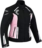 BOS Damen Textil Motorradjacke mit Protektoren, Gute Belüftung, Taillierter Schnitt, Schwarz, Pink, (L, Rosa)