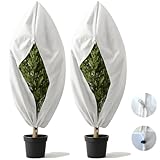 FELINAT Winterschutz für Pflanzen 2 Stück 60x80cm Pflanzenschutz Winter für Kübelpflanzen mit Reißverschluss und Zugband, 80g/m², Frostschutz für Olivenbaum, Palmen