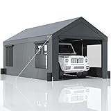 VEVOR Zeltgarage 3 x 6 x 2,8 m Garagenzelt aus 180 g/m² doppelseitig beschichtetes PE und verzinktes Stahlrohr Lagerzelt Carport 38 mm Säulendurchmesser Gerätezelt für 2–3 Erwachsene Dunkelgrau