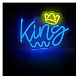 Hängende Kunst-Leuchtreklamen King Neon Signs USB-betriebene Kronen-Neonlichter, Geeignet Für Fenster, Schlafzimmer, Dekoration, Business-Neonlichter 25.9cmx33.02cm