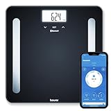 Beurer BF 600 Diagnosewaage schwarz, Messung von Körperfett, Körperwasser, Muskelanteil und Knochenmasse, mit App-Anbindung