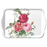 Ambiente Tablett Tray Serviertablett 13x21 cm Dekotablett Amber Rosen Blumenmotiv Melamintablett