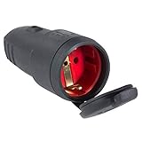 as - Schwabe Gummikupplung 230 V / 16 A mit Schutzkappe - Schuko Kupplung mit Schutzkappe - Schutzkontakt-Kupplung für Außenbereich geeignet - IP44 - Made in Germany - Schwarz, 60415