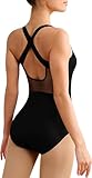Mulnall Damen Ballett Leotard mit Mesh Hohlrücken, eingebaute Brust Pads Taschen Tanzkleidung(23622-06-M)