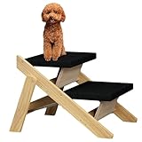 Naqqios Faltbare Haustiertreppe, rutschfeste 2-in-1-Hundetreppe für Hochbett aus Holz – stabile Katzentreppe, leichte Hundebett-Treppe für verletzte Hunde, alte Katzen, Couch