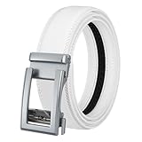 Oshhni Herren-Gürtel, Schiebe-Ratschengürtel, stilvoll, dekorativ, Kleid, Freizeitgürtel, PU-Ledergürtel für den Alltag, Geburtstag, Geschenk, Anzug, Hose, Weiß