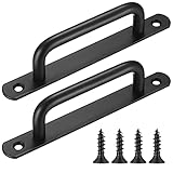 2 Stk Schiebetürgriffe, Scheunentorgriffe, Edelstahl Schwarzer Backlack SchiebeTürgriff mit Platte, Schiebetorgriffe, Schranktürgriffe,für Scheunentor、Schiebetüren, Gartentorgriffe Griffe（160mm）