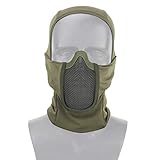 AOUTACC Balaclava Airsoft Mesh Maske, Ninja Style Full Face Protection Balaclava Hood with Mesh Mask for Cs War Game, BB Gun, Jagd, Paintball (OD)