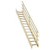 DOLLE Raumspartreppe Burgau Höhe bis 289 cm volle Stufen 57 cm Fichte (roh) inkl. einseitigem Geländer