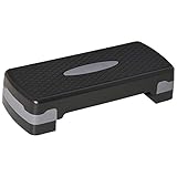 HOMCOM Steppbrett Aerobic Fitness Heimtrainer Stepper 2-stufig höhenverstellbar(10/15 cm) geeignet für den Heim und Bürogebrauch Schwarz+Grau 68 x 29 x 15 cm