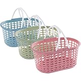 POPETPOP 3 Stück Duschkorb Kunststoff mit Griffen Aufbewahrungskorb Bad Organizer Tragbar für Badezimmer und Dusche