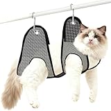 Katzenpflege-Hängematte, Netz-Rückhaltetasche, 35,6 x 30,5 x 15,2 cm, S-Haken, Haustiergeschirr mit verstellbaren Riemen, Pflegezubehör für die Ohrenreinigung, Kämmen, Baden, Haustierpflege für Katzen