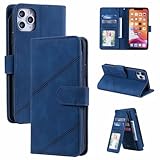 Lederhülle Kompatibel mit iPhone 16 Pro Max Hülle, Flip Wallet Handyhülle für iPhone 16 Pro Max PU Leder Tasche Book Case Magnetic Kartensteckplätzen Flexible Brieftasche Schutzhülle Cover Blau