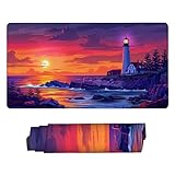 Gaming Mauspad XXL 1000 x 500 mm Großer Mousepad Sonnenuntergang Leuchtturm Schreibtischunterlage, Verbessert Präzision und Geschwindigkeit, Wasserdicht Rutschfeste Gummibasis Gaming Zubehör h-966