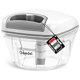 Geedel Zwiebelschneider, 500ML Zwiebel Zerkleinerer mit Seilzug, Gemüseschneider Zerkleinerer Manuell mit Edelstahlklingen, Multizerkleinerer Zwiebelhacker für Gemüse, Obst, Zwiebeln, Knoblauch, Nüsse