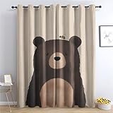 Luxfieo Bär Vorhänge Kinder Süße Cartoon Braunbär Vorhang Blickdicht Gardinen Verdunklungsvorhänge mit Ösen Thermovorhang für Wohnzimmer Schlafzimmer Fenster Deko 2er Set H 166 x B 75 cm T#355