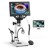 Digital Mikroskop, Couleeur 1200X 1080P Drehbares Höhen Mini Mikroskop, 7 Inch LCD Projektionscomputer mit 2 Einstellbaren Seitenlichtern und 8 LED-Lichtperlen für Elektronische Reparatur