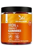 VED Eisengummis – 12,5 mg pro Portion, mit Vitamin C, 120 Gummis, natürlicher Pfirsichgeschmack, vegan und glutenfrei, 2-Monats-Vorrat