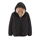 Black Friday Steppjacke Damen Warm Gefüttert Winterjacke Leichte Kapuzenjacke Winter Übergangsjacke Einfarbig Steppmantel Bequeme Pufferjacke Kapuze Baumwolle jacke Windjacke mit