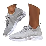 Sportliche Damen-Lauf-Sneaker mit Fußgewölbeunterstützung, atmungsaktives Netzgewebe, rutschfeste Wander-Sneaker, weiche, klobige Sohle, orthopädische Schuhe, Schnürschuhe, Low-Top, Freizeit-Sneaker