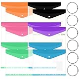 Candcamp 12 Stück Kunststoffhüllen, A4, gelocht, 6 Farben, A4-Aktenordner, 11 Löcher, Dokumentenmappen mit Knopfetikett und 6 Ordnern für Schule, Büro